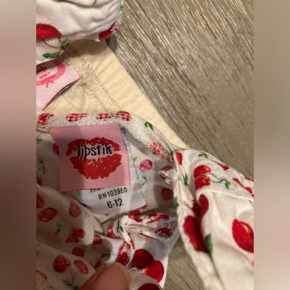 Vintage Cherry print set for babe Size 6-12 months By Lipstick - Picture 11 of 12